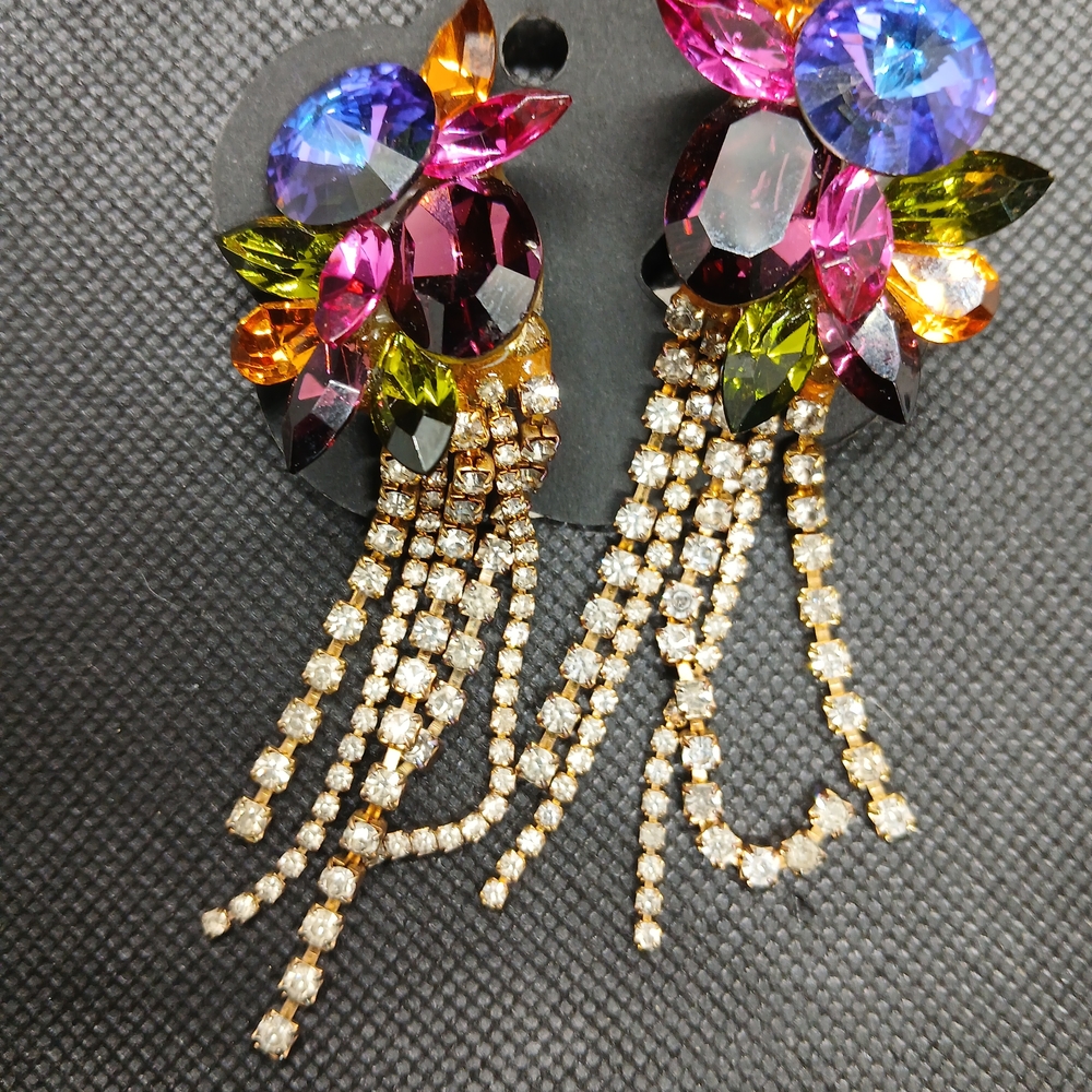 Multicolor Crystal Statement Earrings - image 1